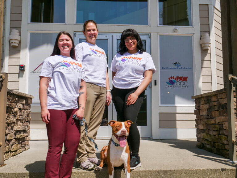 PawDoc Urgent Care Pet Clinic Team in front of Urgent Care Clinic
